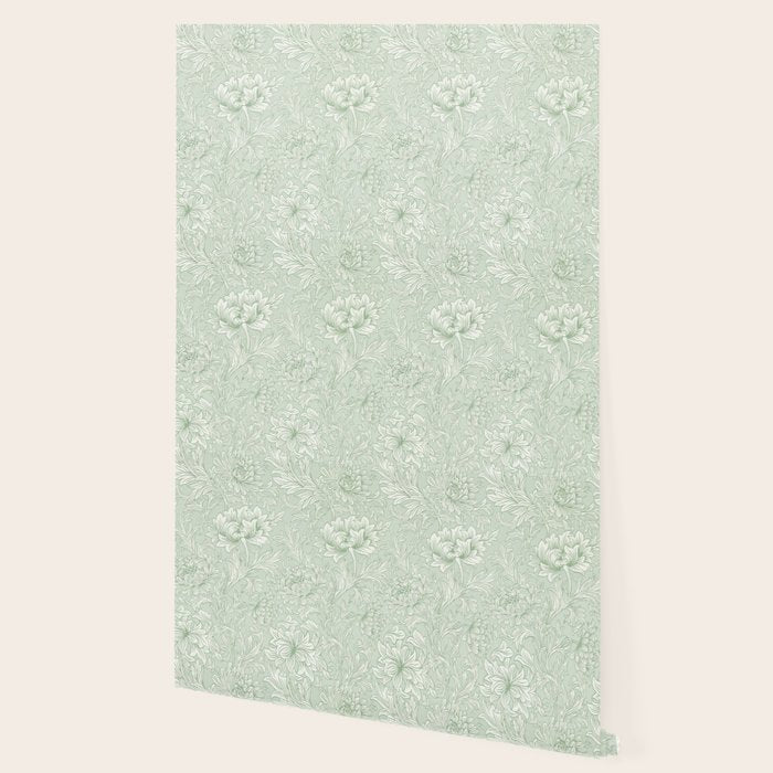 William Morris Chrysanthemum Toile Willow Green Wallpaper Gallery Image 2