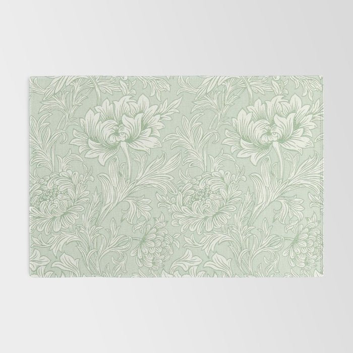 William Morris Chrysanthemum Toile Willow Green Rug Gallery Image 2