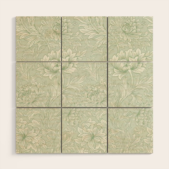 William Morris Chrysanthemum Toile Willow Green Wood Wall Art Gallery Image 1