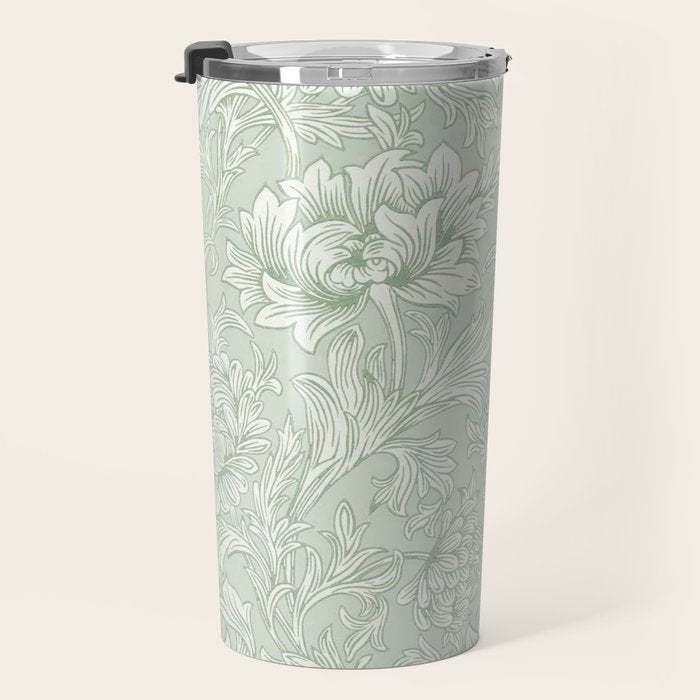 William Morris Chrysanthemum Toile Willow Green Travel Mug Gallery Image 3