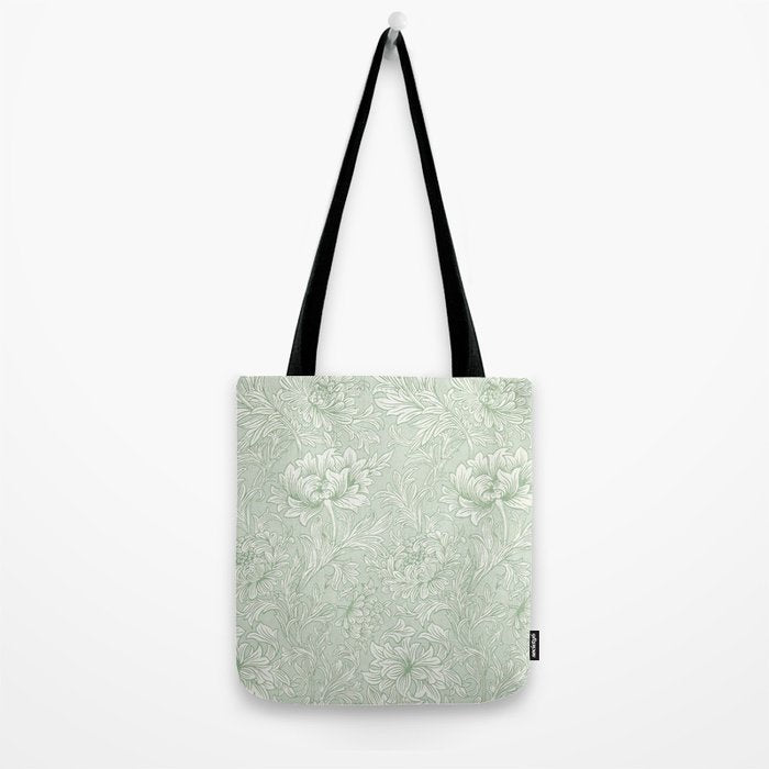 William Morris Chrysanthemum Toile Willow Green Tote Bag Gallery Image 2