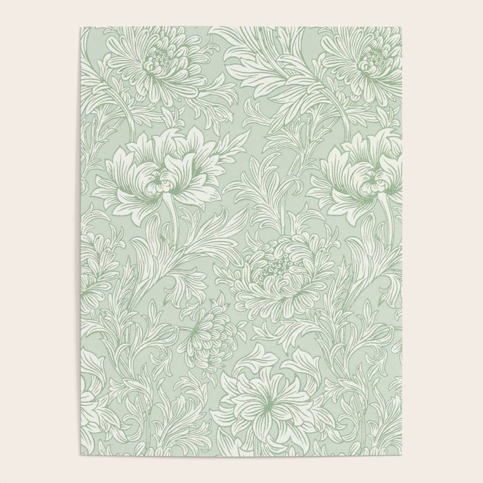 William Morris Chrysanthemum Toile Willow Green Poster Gallery Image 4
