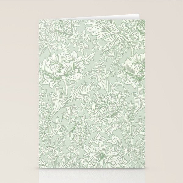 William Morris Chrysanthemum Toile Willow Green Stationery Card Gallery Image 2