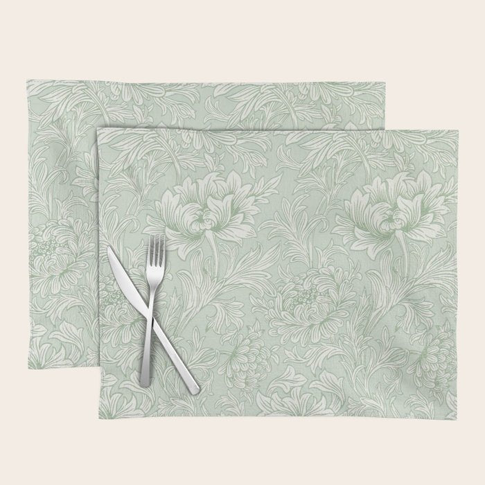 William Morris Chrysanthemum Toile Willow Green Placemat Gallery Image 1