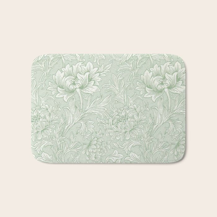 William Morris Chrysanthemum Toile Willow Green Bath Mat Gallery Image 1