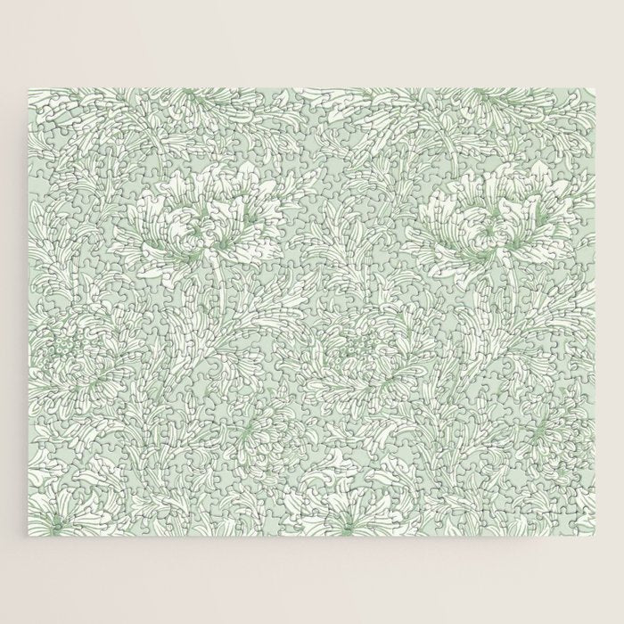 William Morris Chrysanthemum Toile Willow Green Jigsaw Puzzle Gallery Image 1