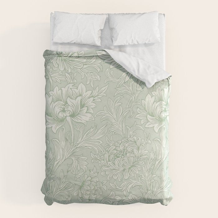William Morris Chrysanthemum Toile Willow Green Duvet Cover Gallery Image 6