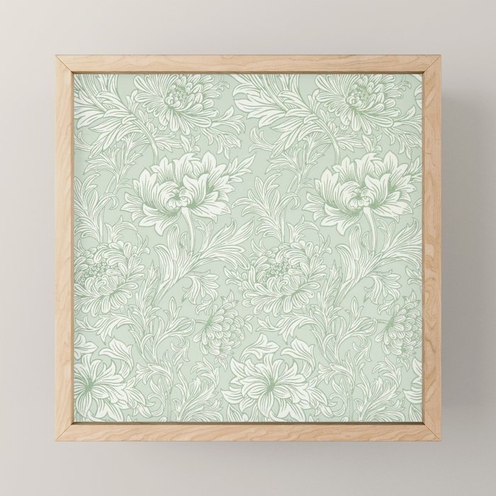 William Morris Chrysanthemum Toile Willow Green Mini Art Print Gallery Image 1