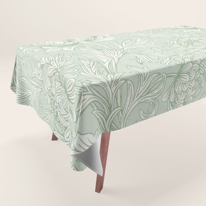 William Morris Chrysanthemum Toile Willow Green Tablecloth Gallery Image 1