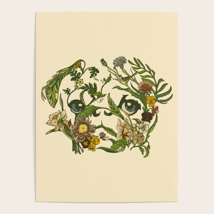 Botanical Pug Poster Gallery Image 4