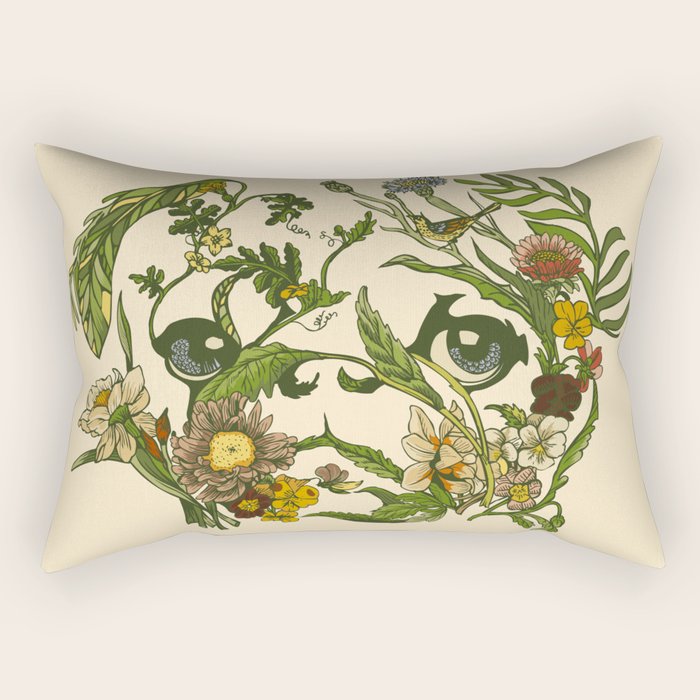 Botanical Pug Rectangular Pillow Gallery Image 2
