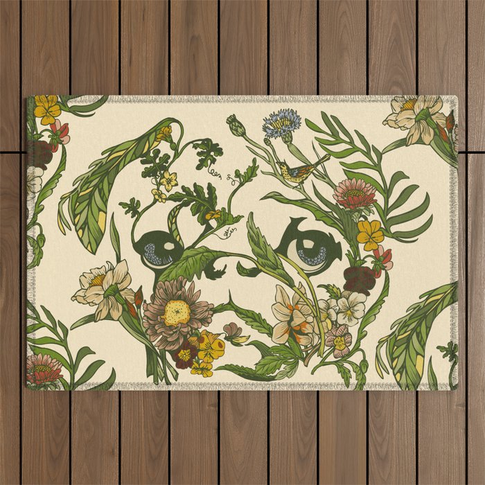 Botanical Pug Outdoor Rug Gallery Image 1