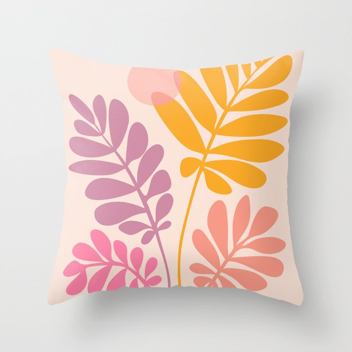 Retro Dancing Garden Throw Pillow Gallery Image 1