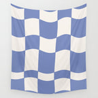 wavy check | cobalt Wall Tapestry Gallery Image 4