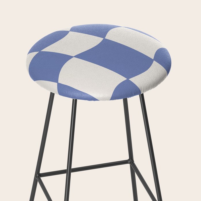 wavy check | cobalt Stool Gallery Image 2