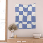 wavy check | cobalt Wall Tapestry Gallery Image 2