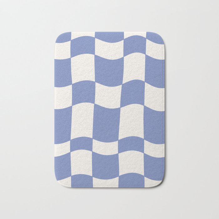 wavy check | cobalt Bath Mat Gallery Image 1