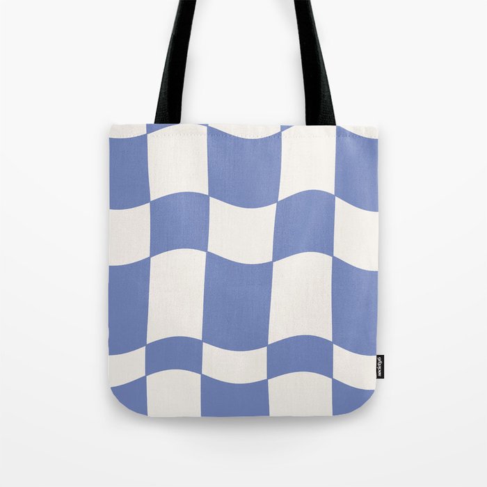 wavy check | cobalt Tote Bag Gallery Image 1