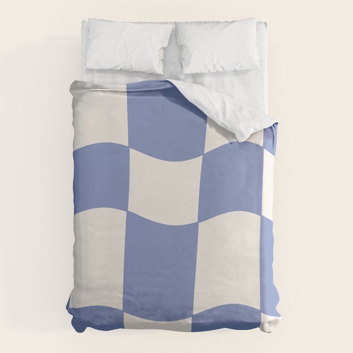 wavy check | cobalt Duvet Cover Gallery Image 1