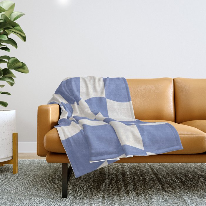 wavy check | cobalt Throw Blanket Gallery Image 1