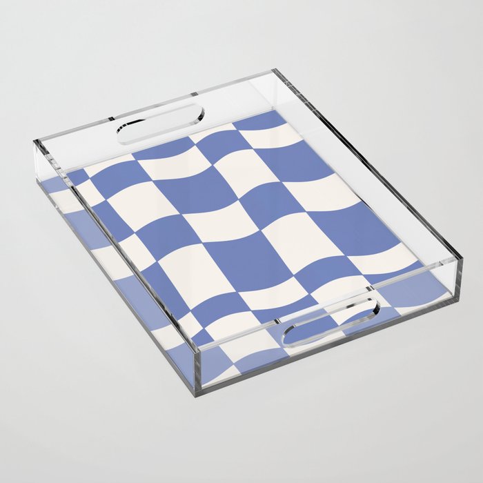 wavy check | cobalt Acrylic Tray Gallery Image 1