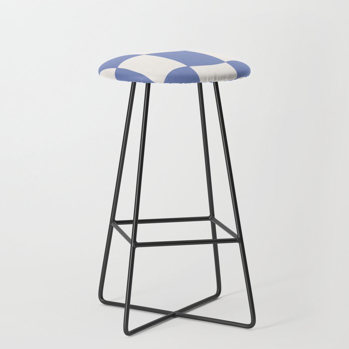 wavy check | cobalt Stool Gallery Image 1