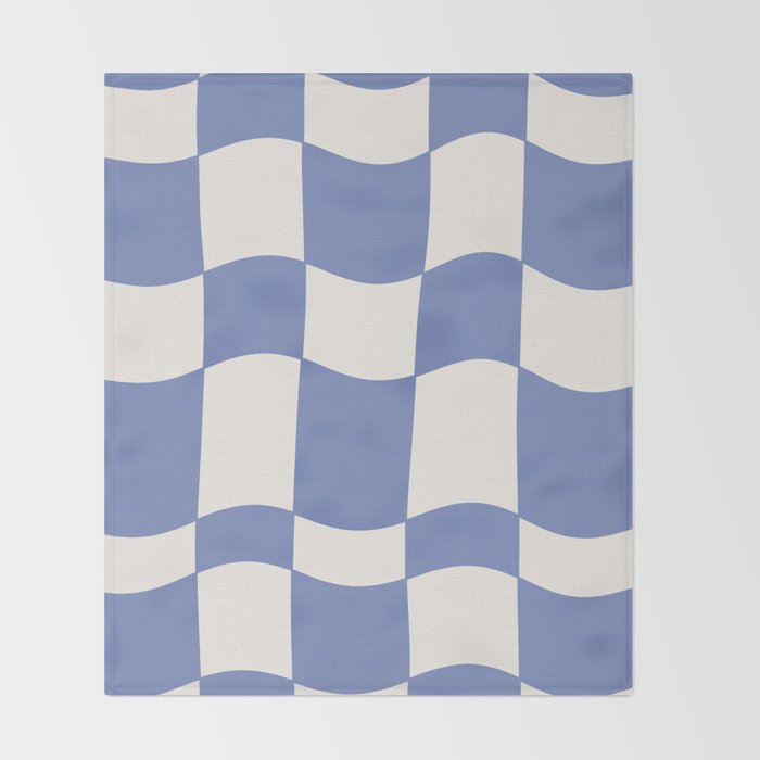 wavy check | cobalt Throw Blanket Gallery Image 2