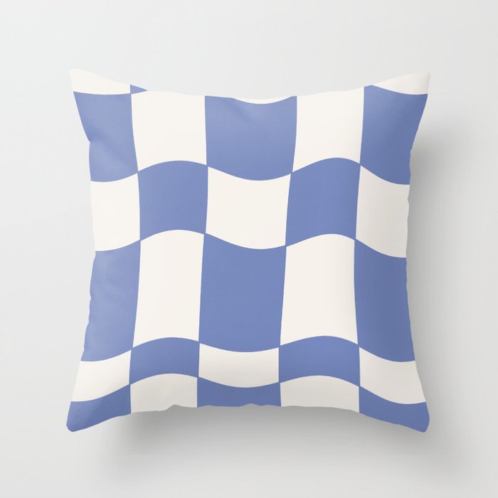 wavy check | cobalt Throw Pillow Gallery Image 6