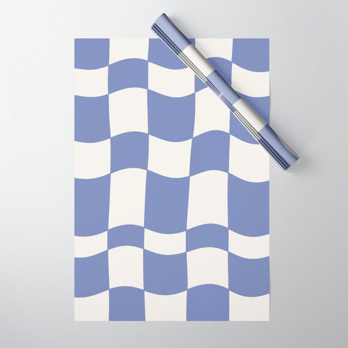 wavy check | cobalt Wrapping Paper Gallery Image 1