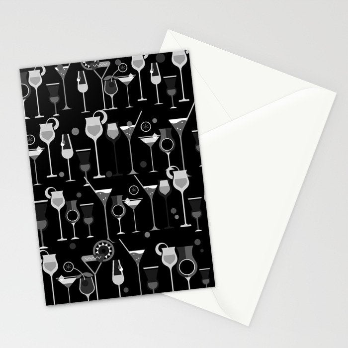 Retro Vintage Cocktail Pattern 3 Stationery Card Gallery Image 2