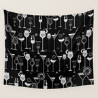 Retro Vintage Cocktail Pattern 3 Wall Tapestry Gallery Image 4