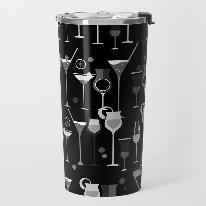 Retro Vintage Cocktail Pattern 3 Travel Mug Gallery Image 2