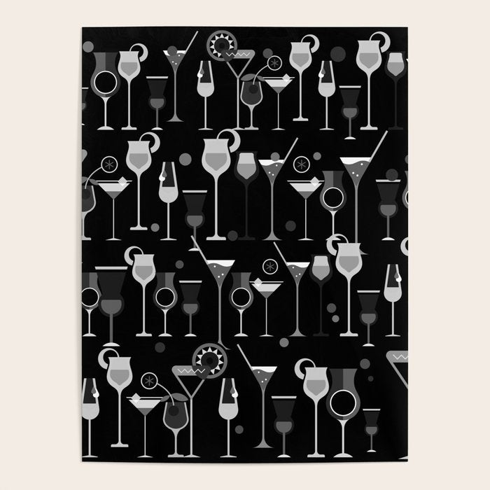 Retro Vintage Cocktail Pattern 3 Poster Gallery Image 1