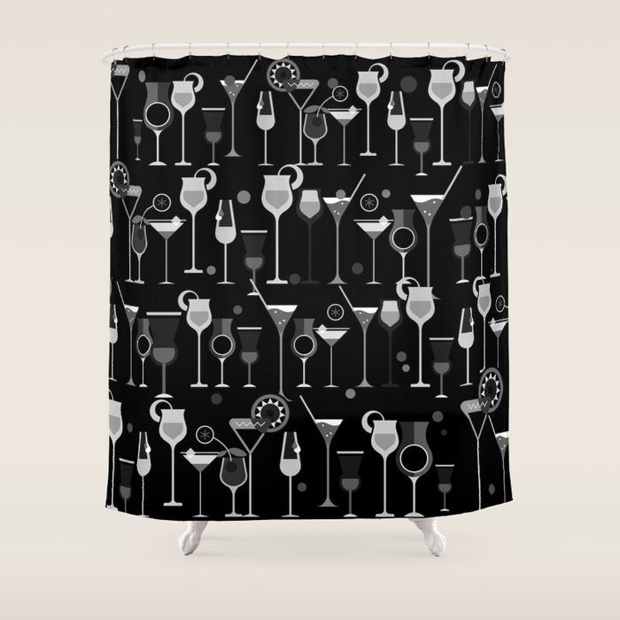 Retro Vintage Cocktail Pattern 3 Shower Curtain Gallery Image 1