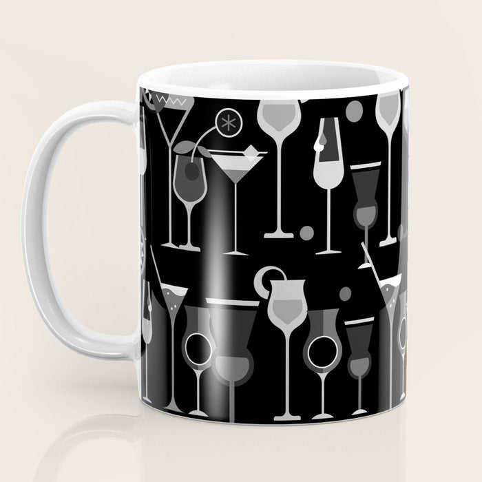 Retro Vintage Cocktail Pattern 3 Coffee Mug Gallery Image 3