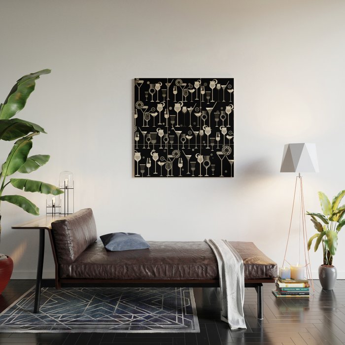 Retro Vintage Cocktail Pattern 3 Wood Wall Art Gallery Image 2