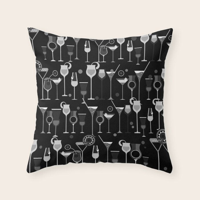 Retro Vintage Cocktail Pattern 3 Throw Pillow Gallery Image 6