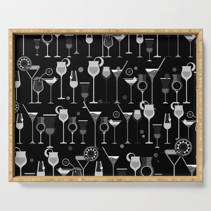 Retro Vintage Cocktail Pattern 3 Serving Tray Gallery Image 1
