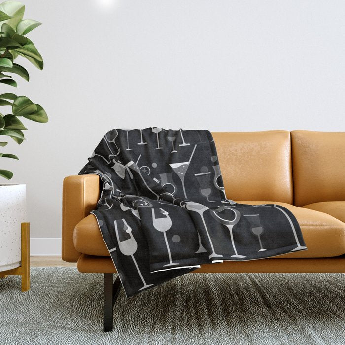 Retro Vintage Cocktail Pattern 3 Throw Blanket Gallery Image 1