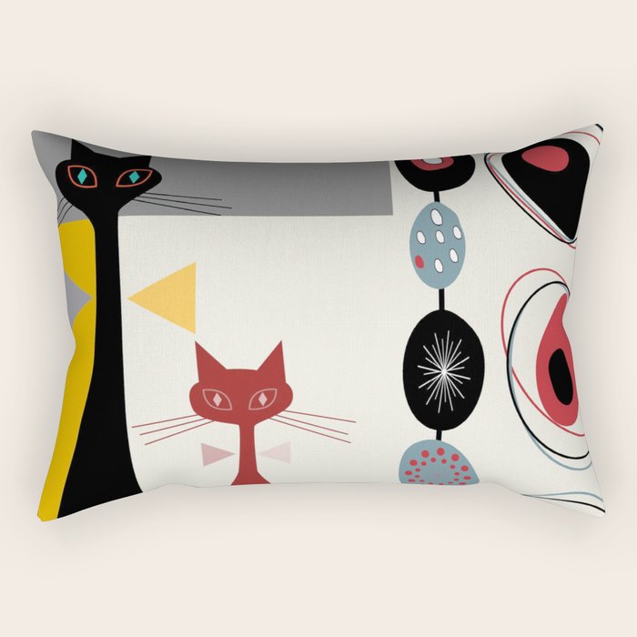 Mid-Century Modern Art Cats Rectangular Pillow Gallery Image 2