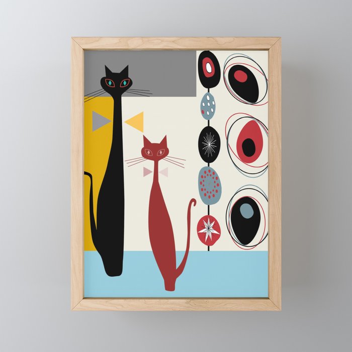 Mid-Century Modern Art Cats Mini Art Print Gallery Image 1