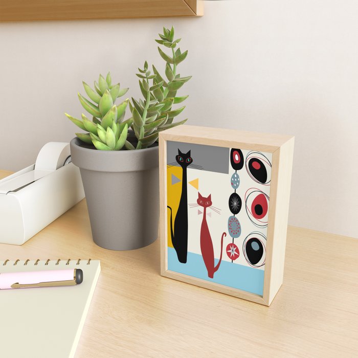 Mid-Century Modern Art Cats Mini Art Print Gallery Image 2