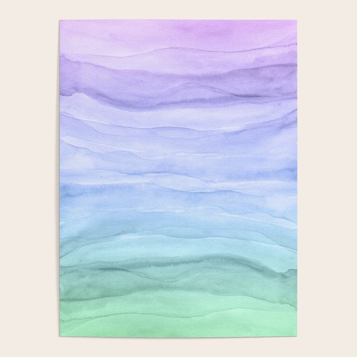 Layers Blue Ombre - Watercolor Abstract Poster Gallery Image 1