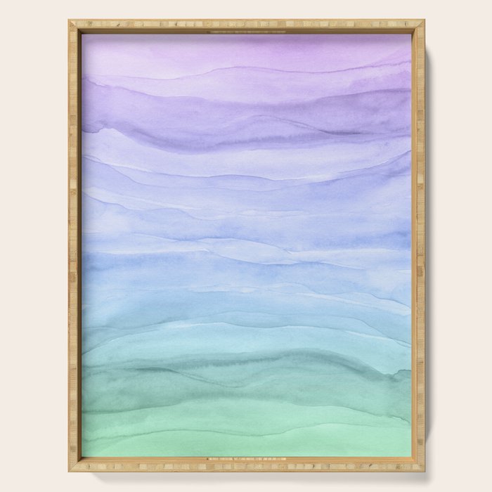 Layers Blue Ombre - Watercolor Abstract Serving Tray Gallery Image 1