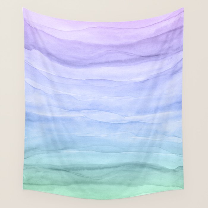 Layers Blue Ombre - Watercolor Abstract Wall Tapestry Gallery Image 4