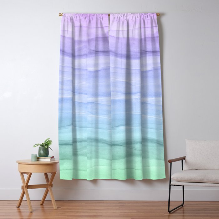 Layers Blue Ombre - Watercolor Abstract Window Curtain Gallery Image 1
