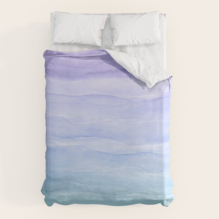 Layers Blue Ombre - Watercolor Abstract Duvet Cover