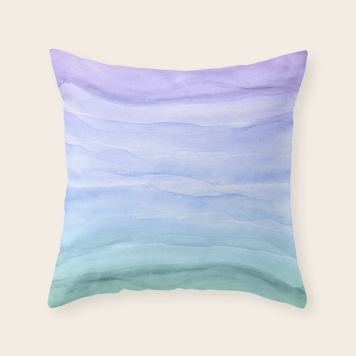 Layers Blue Ombre - Watercolor Abstract Throw Pillow