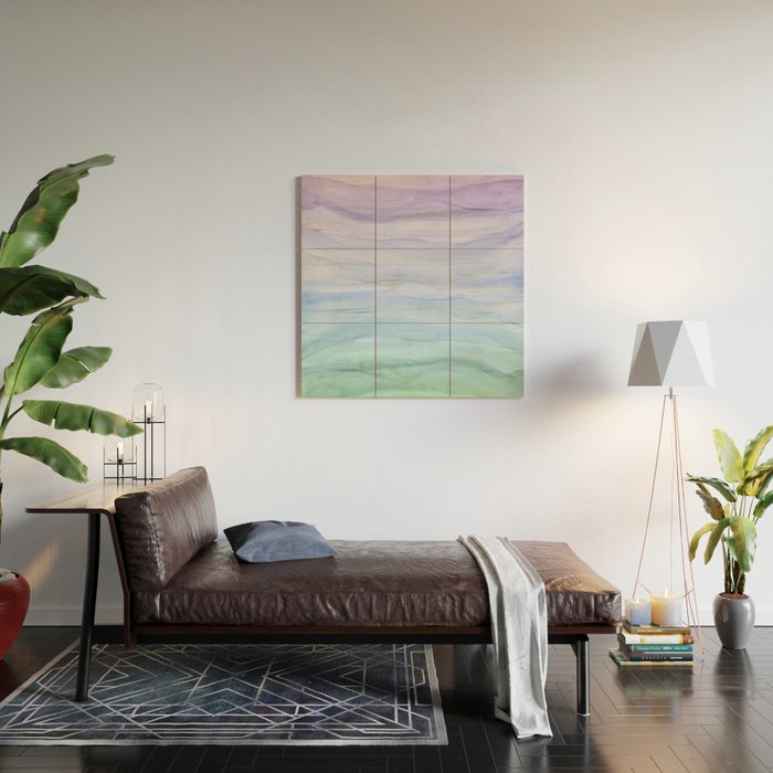 Layers Blue Ombre - Watercolor Abstract Wood Wall Art Gallery Image 2