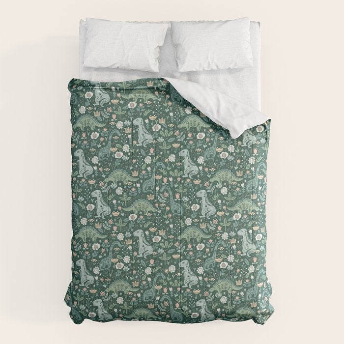 Folk Floral Dinosaur Comforter Gallery Image 1